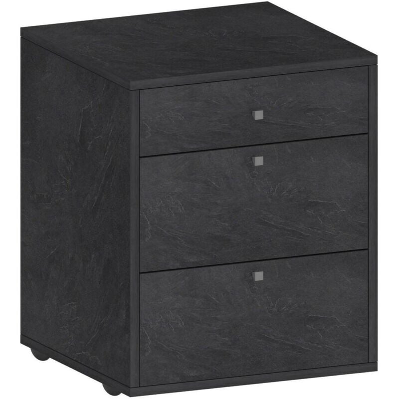 Dmora - Commode Yorgos, Commode de chambre à coucher, Commode avec 3 tiroirs, 47x45h61 cm, Ardoise, avec emballage renforcé