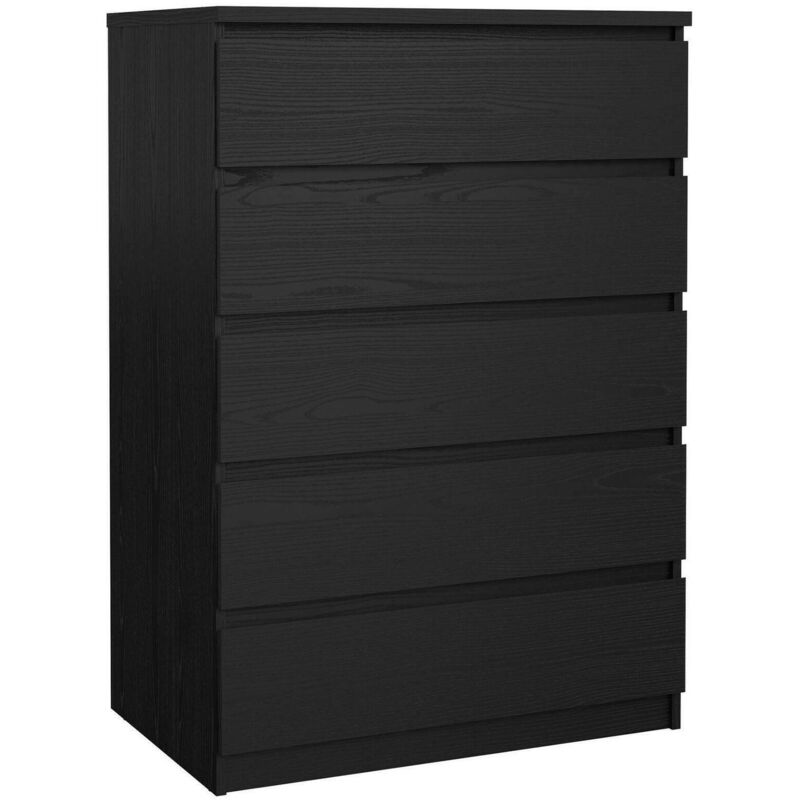 

Cómoda de cinco cajones, color negro, 76,8 x 111,3 x 50 cm - Dmora