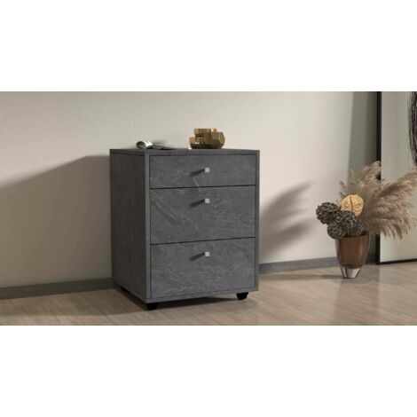 Dmora - Cómoda Yorgos, Cómoda para dormitorio, Cómoda con 3 cajones, 47x45h61 cm, Pizarra, con embalaje reforzado