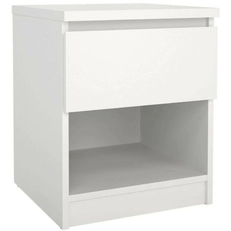 Dmora - Comodino Annette, Comò basso, Tavolino da notte, Mensola da letto, 40x40 h50 cm, Bianco