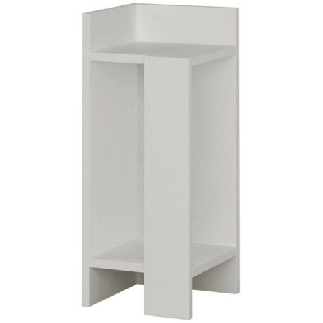 Dmora - Comodino Celestia, Comò basso, Tavolino da notte, Mensola da letto, 25x27h60 cm, Bianco, con imballo rinforzato, con imballo rinforzato