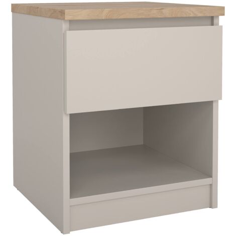 Dmora - Comodino Ducenta, comò basso con 1 cassetto, tavolino da notte compatto e funzionale, 40x40 h50 cm, Beige