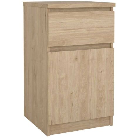 Dmora - Comodino Francoise, Comò basso, Tavolino da notte, Mensola da letto, 40x40 h70 cm, Rovere