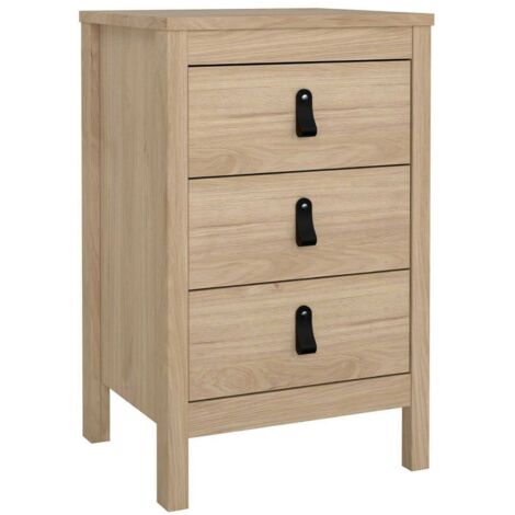 Dmora - Comodino Lombardia, Comò basso, Tavolino da notte, Mensola da letto, 44x38 h70 cm, Rovere
