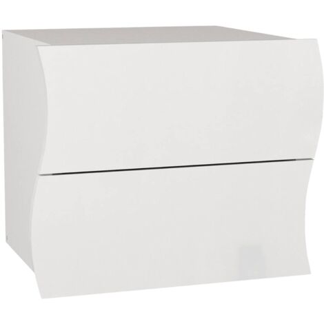 Dmora - Comodino Thanatos, Tavolino da notte con 2 cassetti, Mobiletto per camera da letto, 100% Made in Italy, cm 50x40h41, Bianco lucido