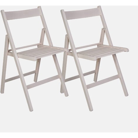 Conjunto de balcón terraza mesa plegable 70x70 + 2 sillas madera y  textileno beige - Java Light - Kerama