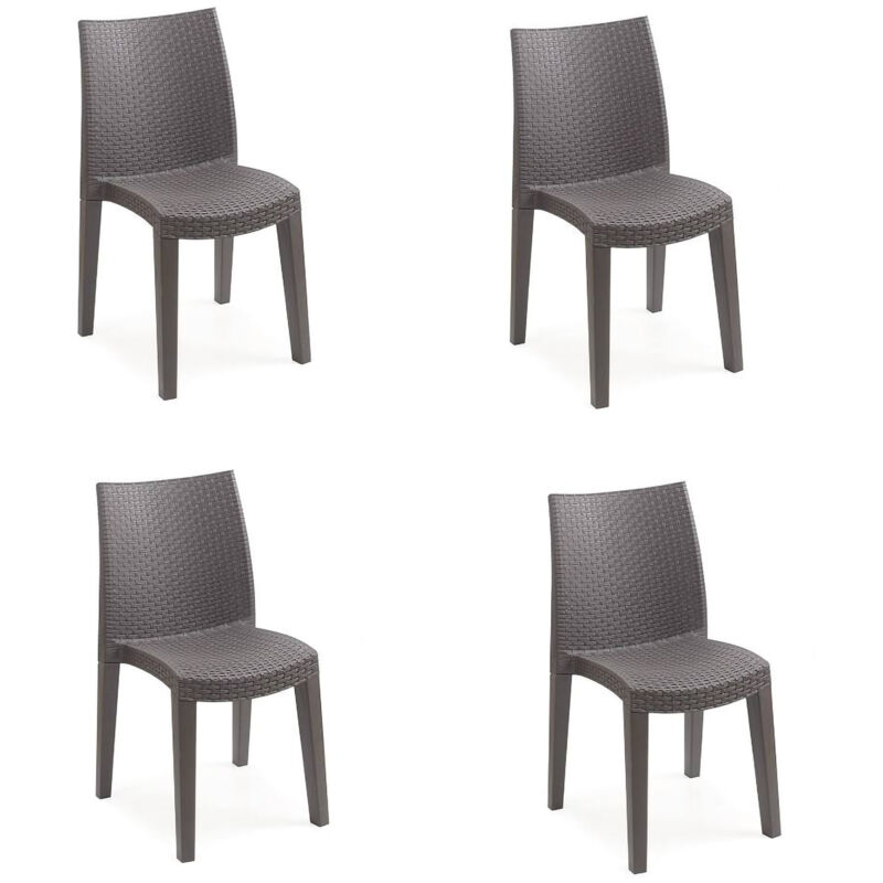 

Juego de 4 sillas apilables efecto ratán, Made in Italy, 48x55x86 cm, color marrón - Dmora