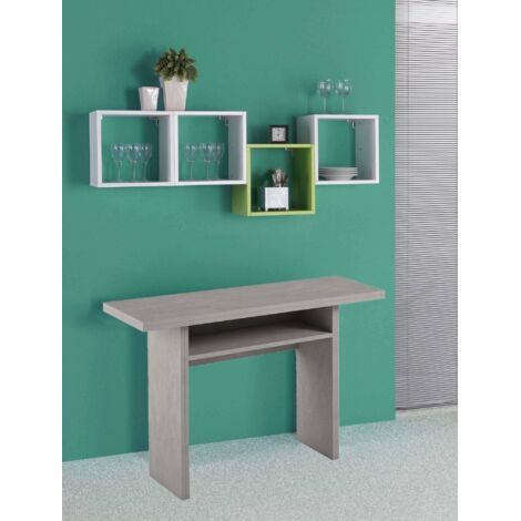 Dmora - Consola extensible lavanda, Mesa de comedor con apertura abatible, Consola multiusos extensible, 100% Made in Italy, 120x70h75 cm, Cemento