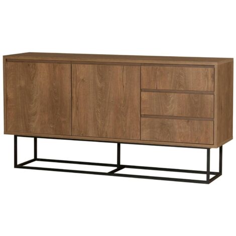 Dmora - Console Alsafi, Table polyvalente, Armoire de rangement, Bureau du couloir, 140x36h72 cm, Noyer et Noir, avec emballage renforcé