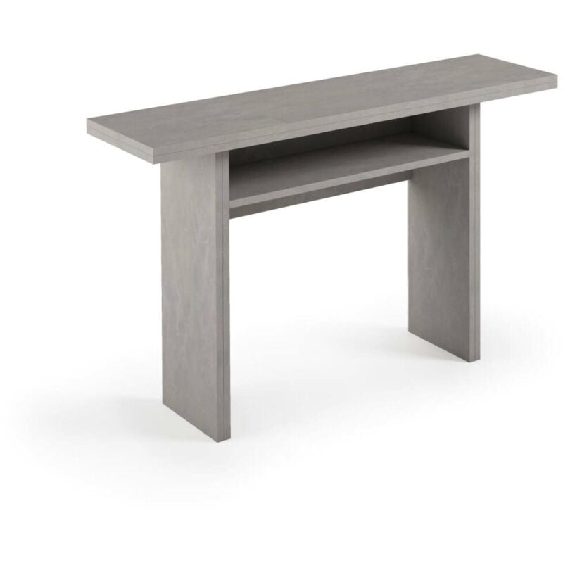 Dmora - Console extensible lavande, Table à manger avec ouverture pliante, Console polyvalente extensible, 100% Made in Italy, 120x70h75 cm, Ciment