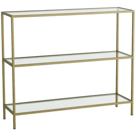 Dmora - Console Dkerriga, Table polyvalente, Armoire de rangement, Bureau du couloir, 100x30h85 cm, Or