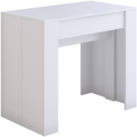Dmora – Console extensible 10 places – Dimensions ouvertes 237x90 cm – Structure solide – Mécanisme d'extension innovant – Blanc