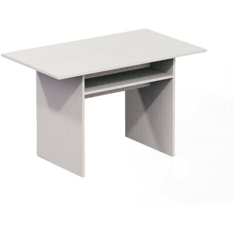 Dmora - Consolle allungabile Agrippino, Tavolo da pranzo con apertura a libro, Consolle multiuso allungabile, 100% Made in Italy, 120x70h75 cm, Bianco