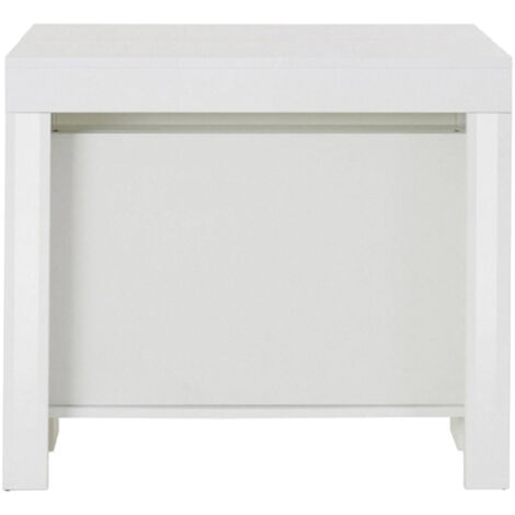 Dmora - Consolle allungabile Anello, Consolle allungabile fino a 12 posti, Tavolo con portallunghe, 100% Made in Italy, cm 51/300x90h77, Bianco lucido