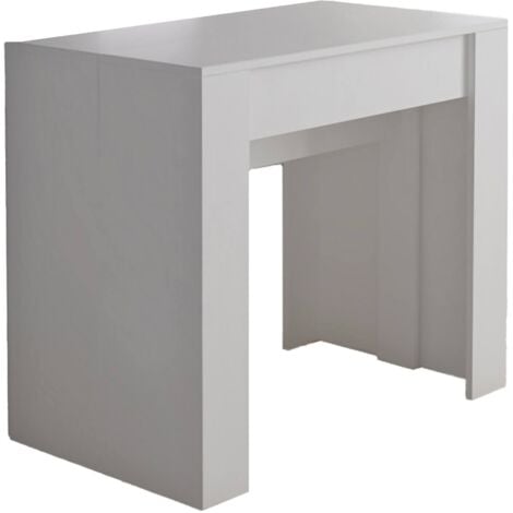 Dmora - Consolle allungabile Maclodio, trasformabile in tavolo da pranzo, salvaspazio ed estensibile fino a 237 cm, 90-237x76,6x90 cm, Bianco