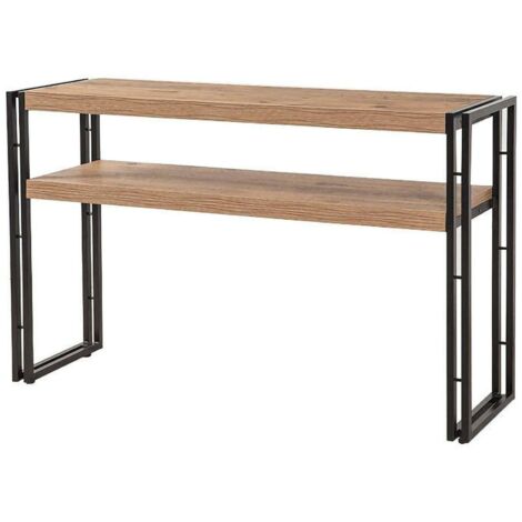 Dmora - Consolle Basilicata, Tavolo multiuso, Mobiletto d'appoggio, Scrivania da corridoio, 140x35h80 cm, Quercia e Nero