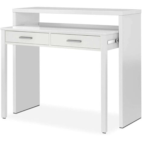 SoBuy Consolle da Cucina Consolle Tavolo da ingresso Tavolino laterale con  3 ripiani, 1 cassetto, 1 portabottiglie e 2 portabibite stile industriale  L100xP33xA95 cm, FSB56-F