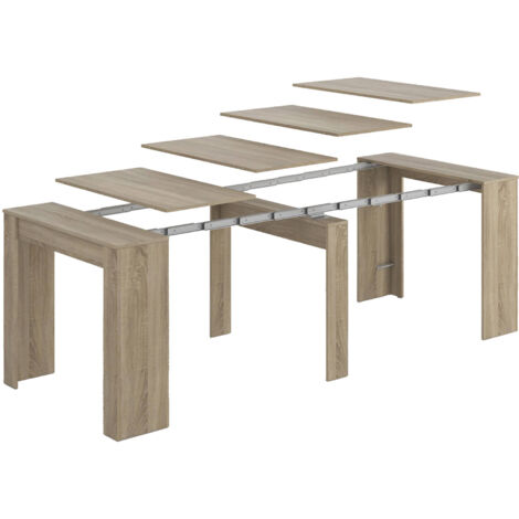 Dmora Consolle Compton, Tavolo da pranzo allungabile, Tavolo con allunghe multiuso estensibile fino a 10 posti, cm 51/237x90h78,