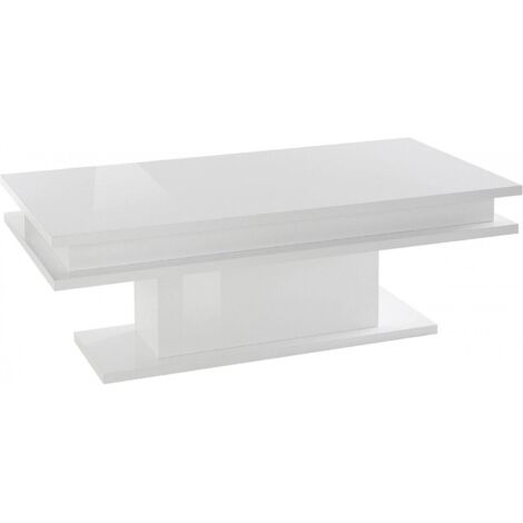 Dmora Couchtisch, Made in Italy, Wohnzimmertisch, 100x55h42 cm, glänzend weiße Farbe