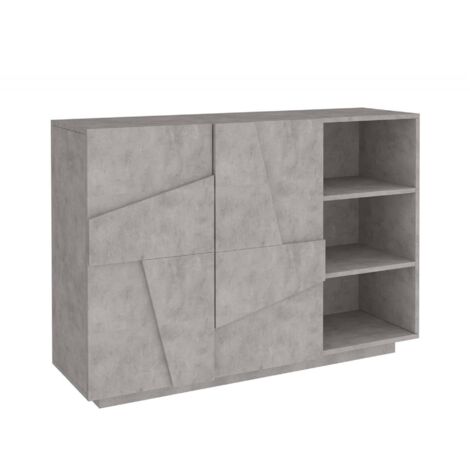 Dmora - Credenza Acab, Buffet da soggiorno multifunzione, Madia da salotto a 2 ante, 100% Made in Italy, cm 121x38h86, Cemento