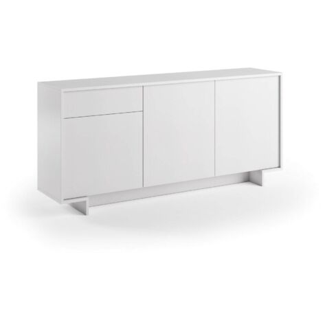 Dmora - Credenza Agrifoglio, Madia da salotto, Buffet da soggiorno a 3 ante e 1 cassetto, 100% Made in Italy, 170x42h78 cm, Bianco, con imballo rinforzato