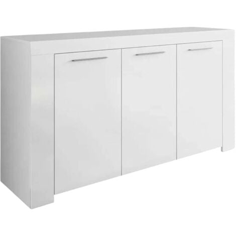 Dmora - Credenza Amaculi, Buffet da soggiorno, Mobile porta TV, Madia per salotto, Armadio moderno a 3 ante, 144x42h80 cm, Bianco