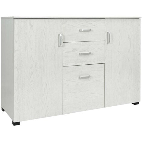 Dmora - Credenza Apocalypse, Buffet da soggiorno, Madia da salotto, Credenza moderna a 3 ante e 2 cassetti, 120x40h83 cm, Grigio
