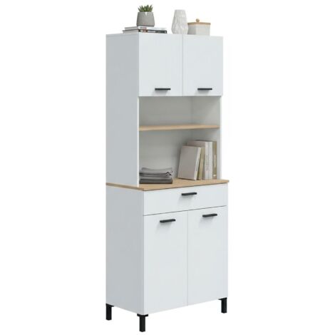 Credenza Per Microonde Con Ante - 90x40x82cm, Bianco, MDF, Per Cucina O Soggiorno - Foto 5