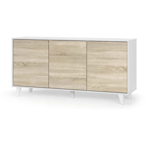 Credenza vintage in legno chiaro 2 ante scorrevoli L138 cm EPIC