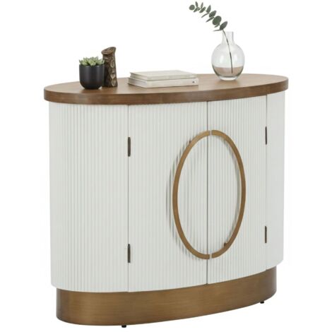Dmora - Credenza Kolinsky, Buffet da soggiorno, Madia da salotto, Dispensa da cucina, 79x48 h67 cm, Bianco e Marrone