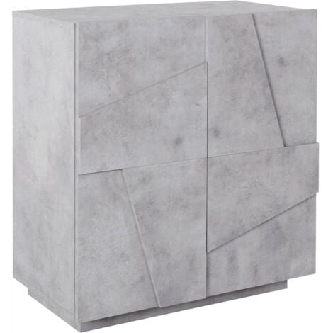 Dmora Credenza moderna a 2 ante, Made in Italy, Madia da cucina, Buffet di design da soggiorno, cm 81x44h86, colore Cemento, con imballo rinforzato