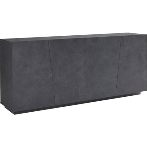 Dmora Credenza moderna a 4 ante, Made in Italy, Madia da cucina, Buffet di design da soggiorno, cm 200x43h86, colore Grigio Ardesia, con imballo rinforzato