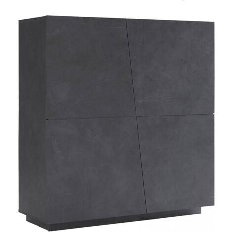 Dmora Credenza moderna di design a 4 ante battenti, Made in Italy, Buffet da cucina, Madia con scaffali da cucina, cm 120x43h126, colore Grigio Ardesia, con imballo rinforzato
