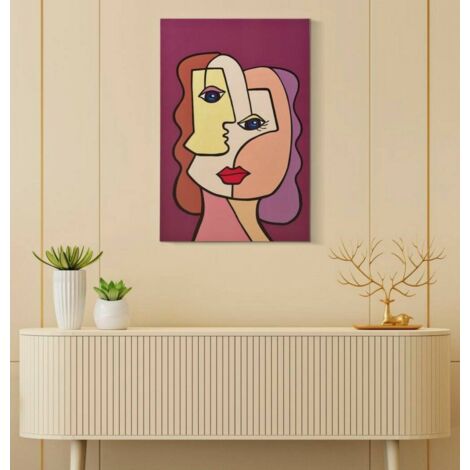 Dmora - Cuadro Andy, Pintura de pared, Panel ornamental, Accesorio decorativo, 60x3 h90 cm, Multicolor