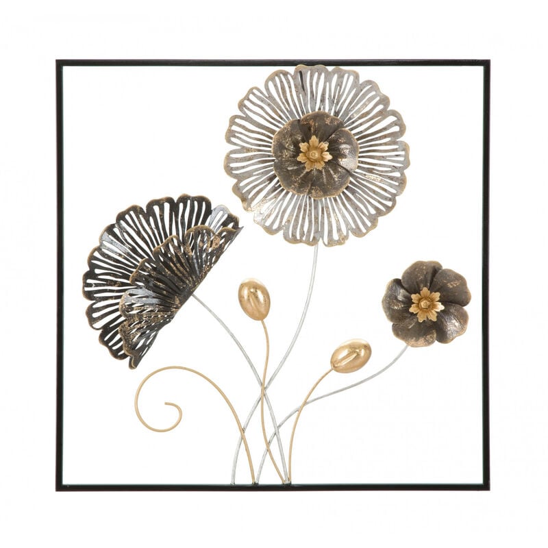 Décoration murale, Fer, Avec motif floral, Dimensions : 50 x 5,5 x 50 cm, avec emballage renforcé - Dmora