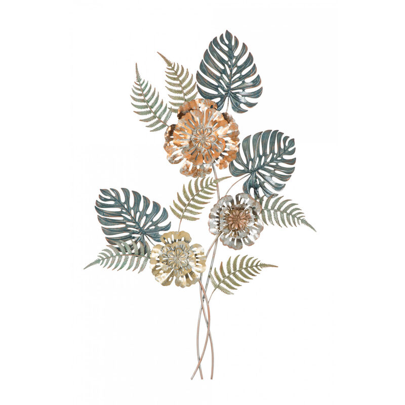 Décoration murale, Fer, Avec motif floral, Dimensions : 66 x 4 x 98 cm, avec emballage renforcé - Dmora