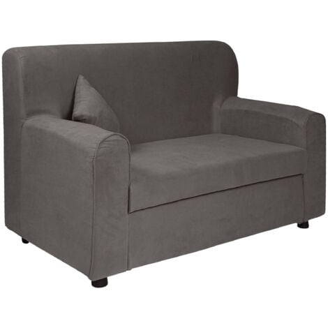 Dmora - Divano fisso 2 posti Andreia, Divano in tessuto, Sofà lineare salvaspazio, Divano per piccoli appartamenti, 125x73h85 cm, Grigio