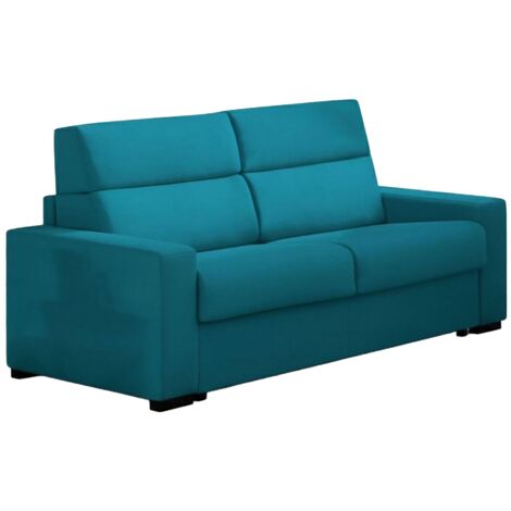 Dmora - Divano fisso 2 posti Quanna, Sofà lineare per salotto, imbottito, sfoderabile, Qualità 100% Made in Italy, 200x95 h100 cm, Azzurro