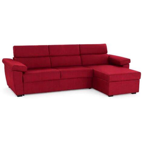 Dmora - Divano fisso con penisola Ceto, Sofà angolare per salotto, imbottito, sfoderabile, Qualità 100% Made in Italy, 285x160 h100 cm, Rosso