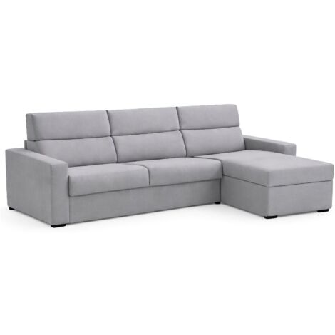 Dmora - Divano fisso con penisola Vigonovo, Sofà angolare per salotto, imbottito, sfoderabile, Qualità 100% Made in Italy, 280x160 h100 cm, Grigio