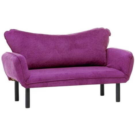 Dmora - Divano letto 2 posti Asterope, Sofà trasformabile, Divanetto per ospiti, Poltrona letto contenitore, 140x65 h70 cm, Viola