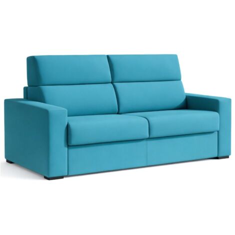 Dmora - Divano letto 2 posti Ecate, Sofà trasformabile per salotto, imbottito, sfoderabile, Qualità 100% Made in Italy, 200x95 h100 cm, Azzurro