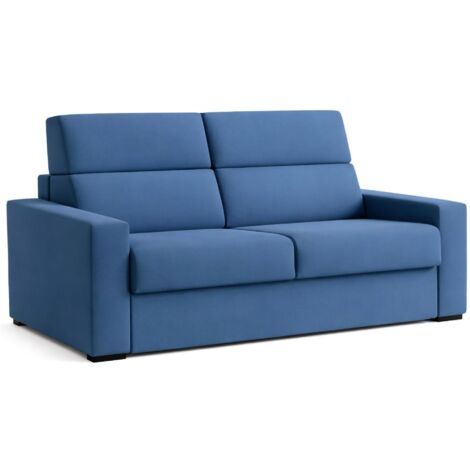Dmora - Divano letto 2 posti Oprah, Sofà trasformabile per salotto, imbottito, sfoderabile, Qualità 100% Made in Italy, 200x95 h100 cm, Blu