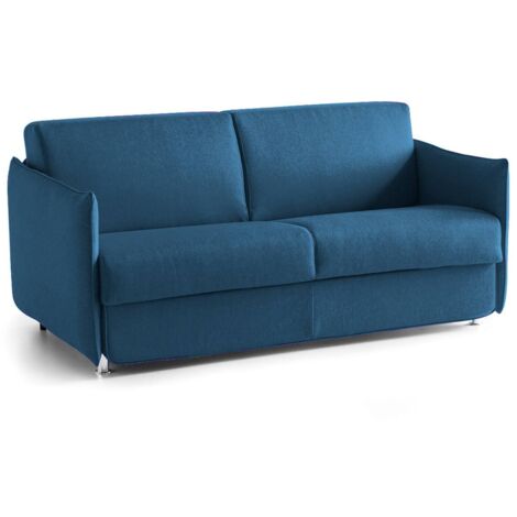 Dmora - Divano letto 2 posti Paloma, Sofà trasformabile per salotto, imbottito, sfoderabile, Qualità 100% Made in Italy, 160x95 h90 cm, Blu