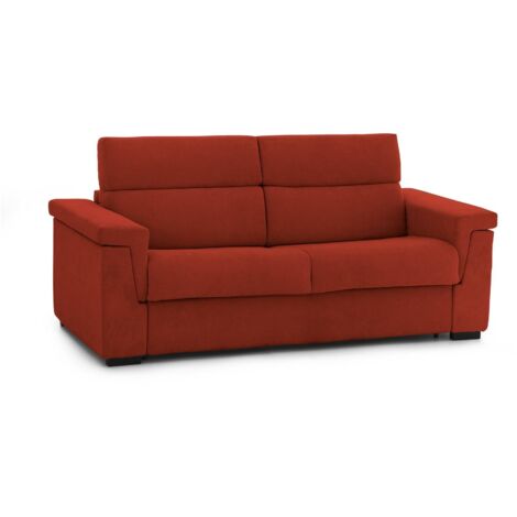 Dmora - Divano letto 2 posti Prospera, Sofà trasformabile per salotto, imbottito, sfoderabile, Qualità 100% Made in Italy, 185x95 h100 cm, Arancione