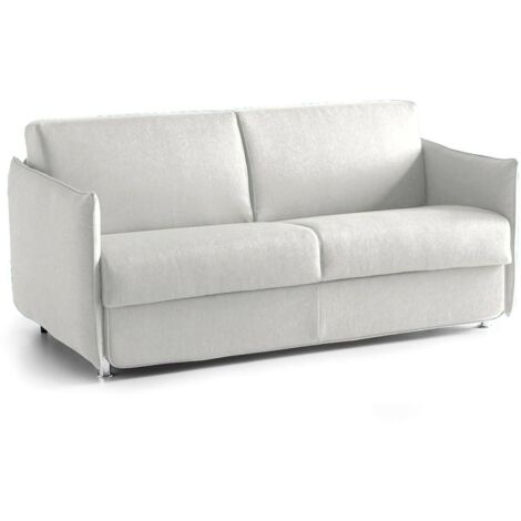 Dmora - Divano letto 2 posti Trovo, Sofà trasformabile per salotto, imbottito, sfoderabile, Qualità 100% Made in Italy, 180x95 h90 cm, Grigio chiaro