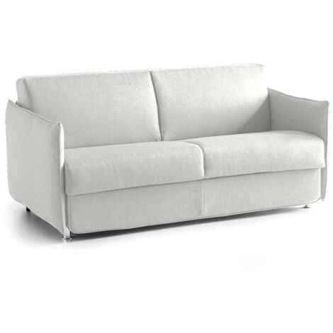 Dmora - Divano letto 2 posti Verceia, Sofà trasformabile per salotto, imbottito, sfoderabile, Qualità 100% Made in Italy, 160x95 h90 cm, Grigio chiaro