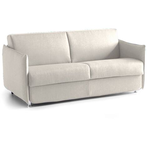 Dmora - Divano letto 2 posti Violante, Sofà trasformabile per salotto, imbottito, sfoderabile, Qualità 100% Made in Italy, 160x95 h90 cm, Beige