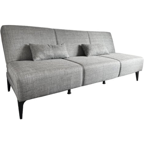 Dmora - Divano letto 3 posti Aza, Sofà in tessuto, Divano con apertura click-clack, Con cuscini, 190x70h80 cm, Grigio