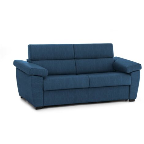Dmora - Divano letto 3 posti Paceco, Sofà trasformabile per salotto, imbottito, sfoderabile, Qualità 100% Made in Italy, 225x95 h100 cm, Blu